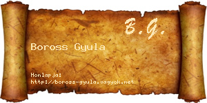 Boross Gyula névjegykártya